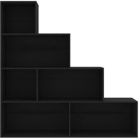 Étagère bibliothèque escalier Palino 155cm - 6 niches-Noir (1/5)