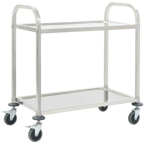 Desserte de cuisine en acier inoxydable - Polyvalents et Robustes 2 niveaux - 96,5 x 55 x 90 cm-Dimensions 2 niveaux - 96,5 x 55 x 90 cm (1/5)