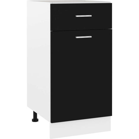 Les Tendances – Meuble bas de cuisine noir 40x46x81,5 cm – Matériau aggloméré durable – 2 étagères et 1 tiroir – Facile à assembler et à nettoyer (1/5)