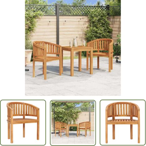 The Living Store Chaise en forme de banane Bois de teck solide - Chaises De Jardin - Chaises En Teck - Mobilier De Jardin - Chaise Bananiere - Décoration Extérieure (1/5)