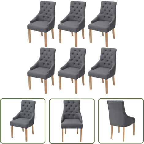 Lot de 6 chaises de salle à manger cuisine dossier capitonné en tissu gris foncé CDS022455 (1/5)
