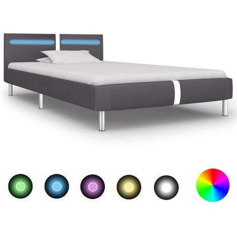 Lit avec LED Gris Similicuir 90x200 2 (1/5)