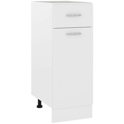 Les Tendances – Meuble bas de cuisine blanc 30x46x81,5 cm – 1 tiroir – 2 étagères – Matériau aggloméré – Rangement optimisé pour cuisine (1/5)