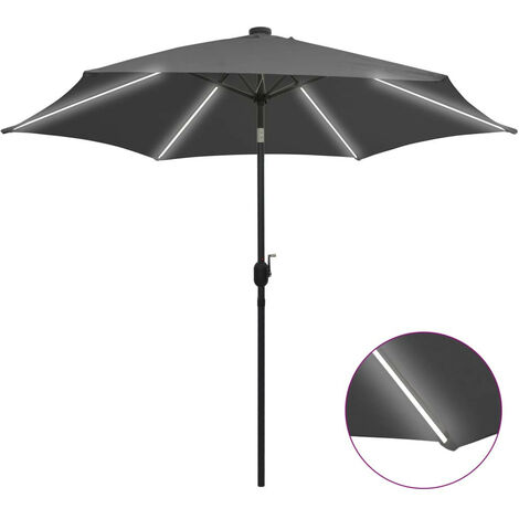 Parasol avec LED et mât en aluminium 300cm Anthracite (1/5)