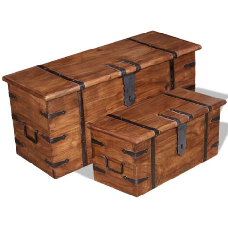 Ensemble de deux coffres de rangement Bois massif