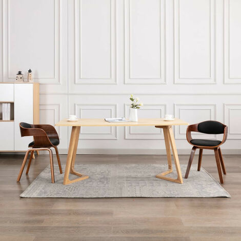 Chaises de salle à manger 2 pcs Bois courbé et similicuir (1/5)