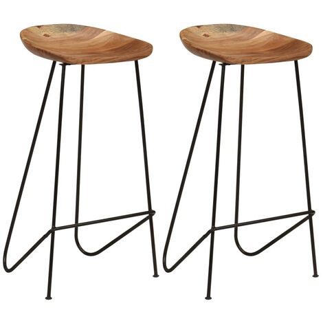 Tabouret bois d'acacia et acier noir Vagas - Lot de 2 (1/5)