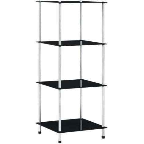 Etagère en verre trempé Solika – Élégance et polyvalence 100 cm-Noir-Hauteur 100 cm (1/5)