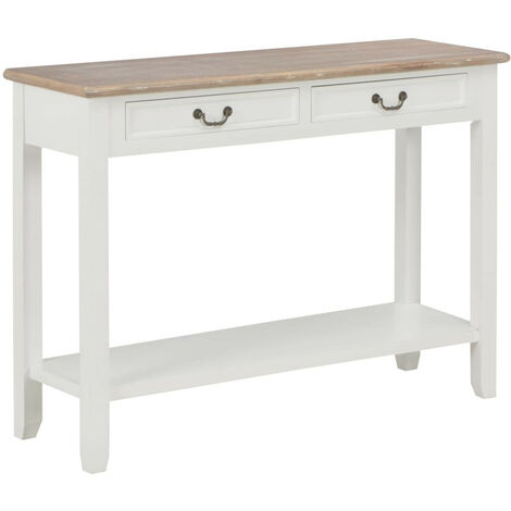 Table console fixe blanche et bois naturel Paola (1/5)