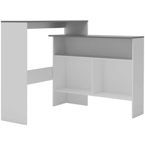 Table de bar avec 2 dessus de table Blanc et gris 130x40x120 (1/5)