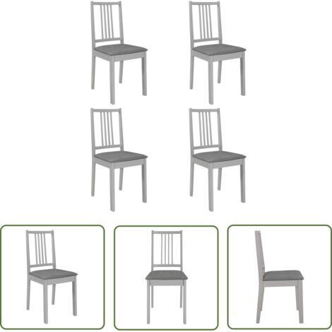 Lot de 4 chaises de salle à manger cuisineà dîner avec coussins gris bois solide CDS022102 (1/5)