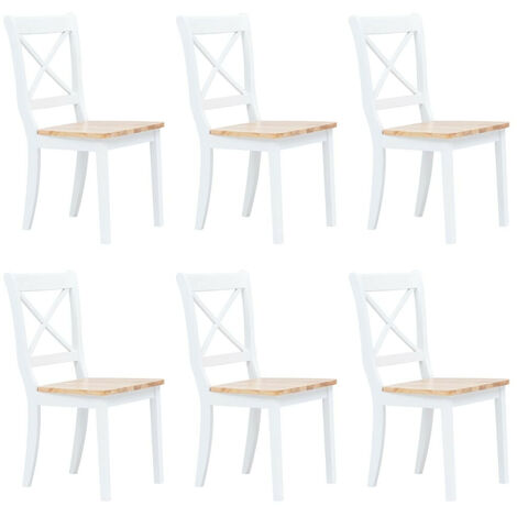 Chaise bois massif blanc et naturel Aero - Lot de 6 (1/5)