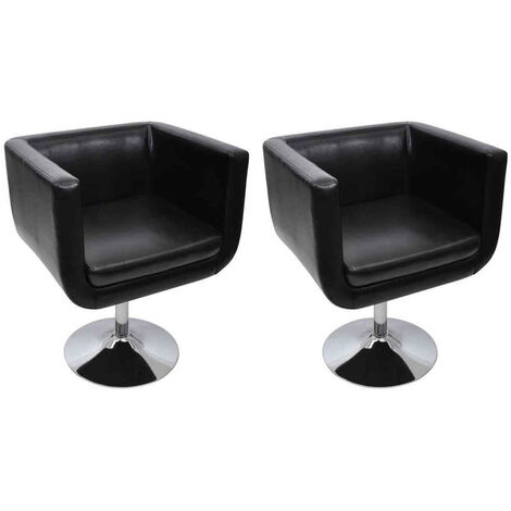 Chaise de bar 2 pcs Cuir artificiel Noir (1/4)