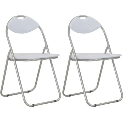 Chaises pliantes de salle à manger 2 pcs Blanc Similicuir (1/5)
