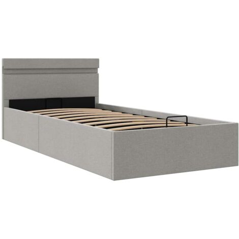 Lit à stockage avec LED Gris clair Tissu 100x200 (1/5)