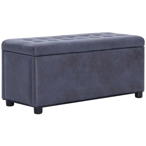 Pouf de rangement 87,5cm Gris Similicuir daim (1/5)