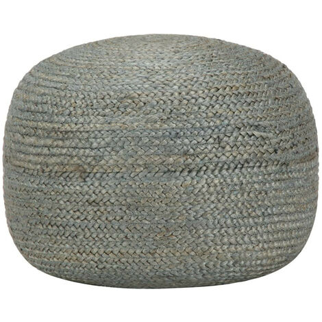 Pouf fait à la main Vert olive 45x30 Jute (1/3)