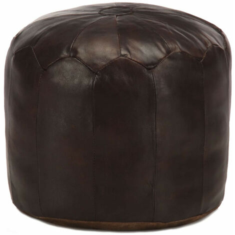 Pouf 40x35 Marron foncé Cuir véritable de chèvre (1/4)