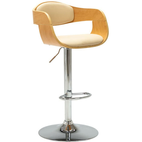 Chaise de bar Crème Bois courbé et similicuir 2 (1/5)