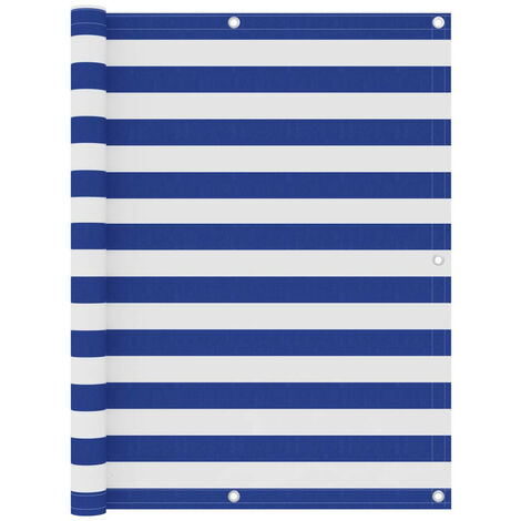 Écran de balcon Blanc et bleu 120x400 Tissu Oxford (1/5)