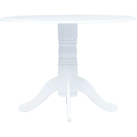 Table de salle à manger Blanc 106cm Bois d'hévéa massif (1/4)