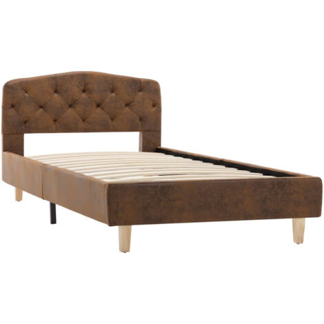 Lit Marron Similicuir daim 90x200 2 (1/5)