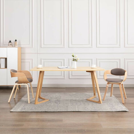 Chaises de salle à manger 2 pcs Bois courbé et tissu taupe (1/5)