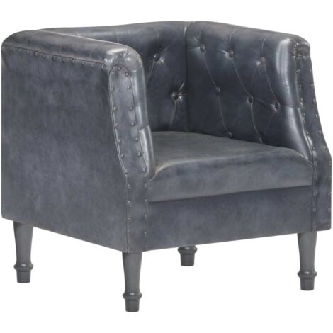 Fauteuil Gris Cuir véritable (1/5)