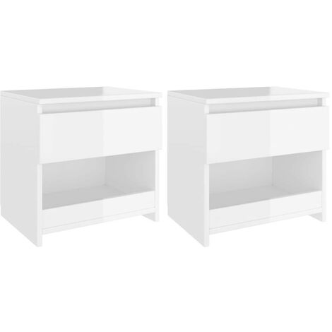 Tables de chevet 2 pcs Blanc brillant 40x30x39 (1/5)