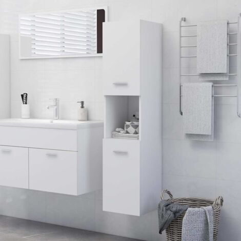 Furniture Limited - Armoire de salle de bain Blanc 30x30x130 cm B (1/5)