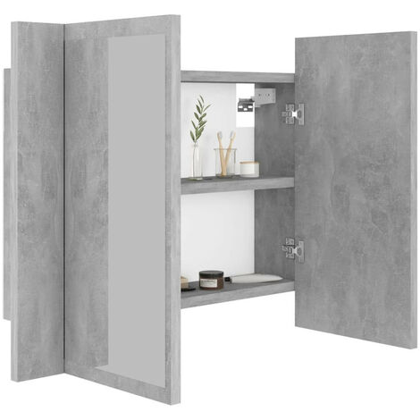 Armoire de salle de bain à miroir à LED Gris béton 60x12x45 (1/5)