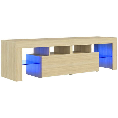 Meuble TV avec lumières LED Chêne sonoma 140x35x40 (1/5)