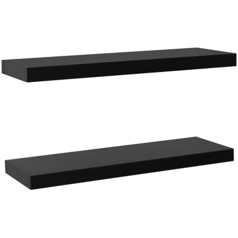 Étagères murales flottantes 2 pcs Noir 80x20x3,8 (1/5)