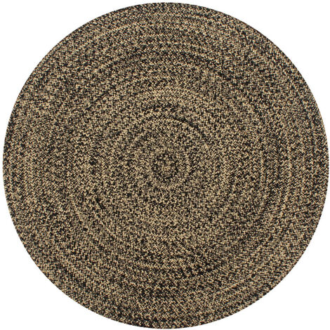 Tapis fait à la main Jute Noir et naturel 90cm (1/5)
