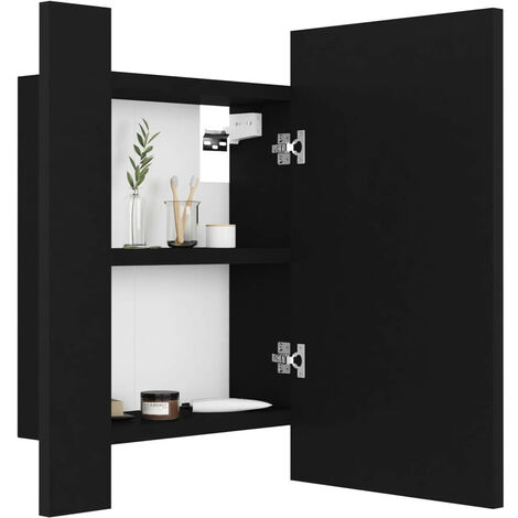 Armoire de salle de bain à miroir à LED Noir 40x12x45 (1/5)