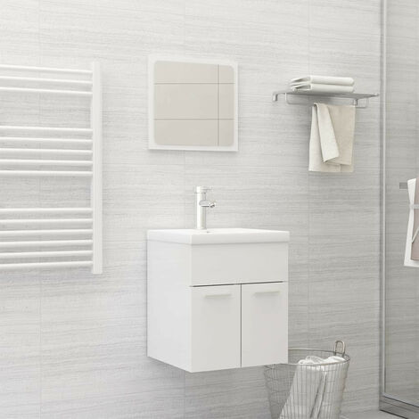 Ensemble de meubles de salle de bain Blanc brillant (1/5)
