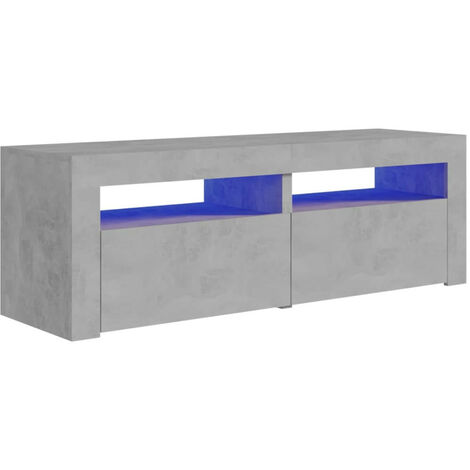 Meuble TV avec lumières LED Gris béton 120x35x40 2 (1/5)