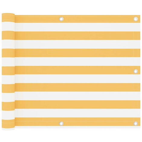 Écran de balcon Blanc et jaune 75x500 Tissu Oxford (1/5)
