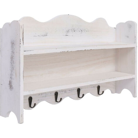 Porte-manteau mural Blanc 50x10x30 Bois (1/5)