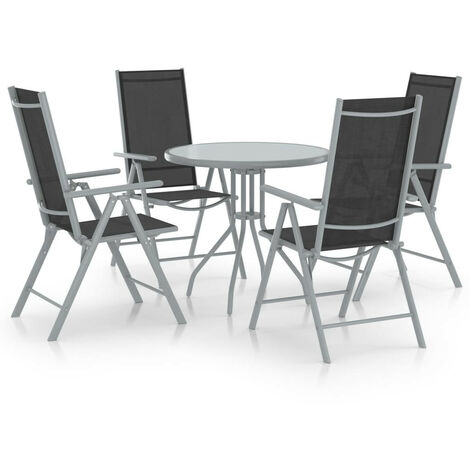 Ensemble à dîner de jardin 5 pcs Aluminium et textilène Argenté (1/5)