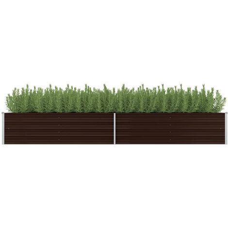 Lit surélevé de jardin Marron 320x80x45 cm Acier galvanisé (1/5)
