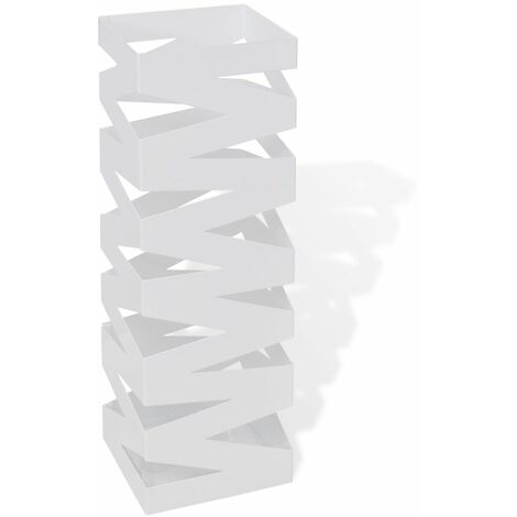 Porte-parapluie carré à rangement Blanc Acier 48,5cm 2