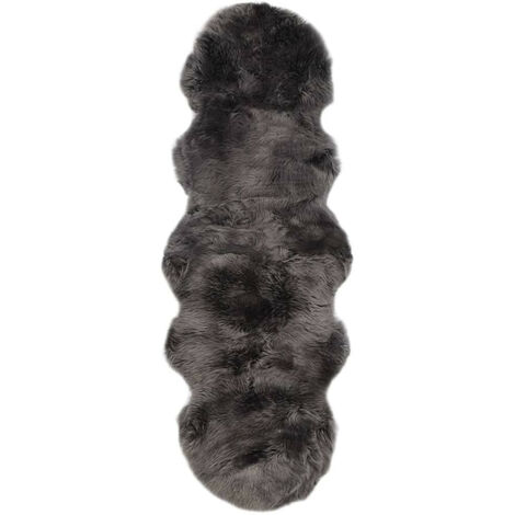 Tapis en laine de mouton de Nouvelle-Zélande 100% authentique, pile épaisse et luxuriante de 2,5 pouces, antidérapant, hypoallergénique, de qualité supérieure, noir, 7 pi x 6 pi