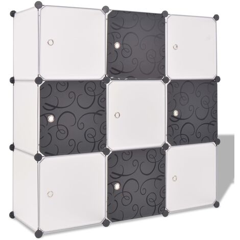 Organisateur de rangement cube avec 9 compartiments Noir-Blanc (1/5)