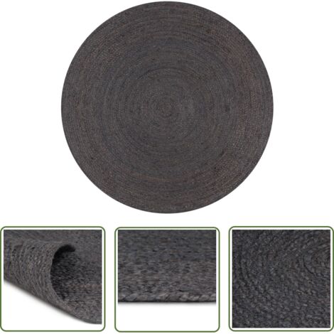 Tapis fait à la main Jute Rond 150cm Gris foncé (1/5)