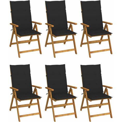 Chaises pliables de jardin 6 pcs avec coussins Bois d'acacia 55 (1/5)