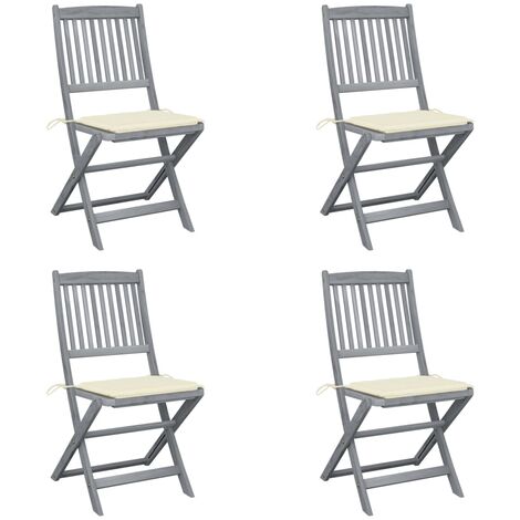 Chaises pliables d'extérieur 4 pcs avec coussins Bois d'acacia 13 (1/5)
