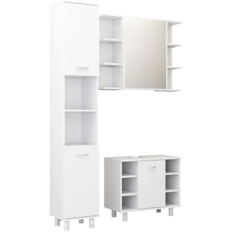 Ensemble de meubles de salle de bain 3 pcs Blanc 6 (1/5)