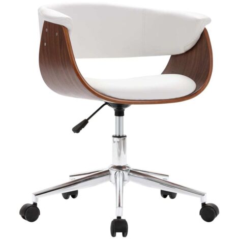 Chaise pivotante de bureau Blanc Bois courbé et similicuir 3 (1/5)