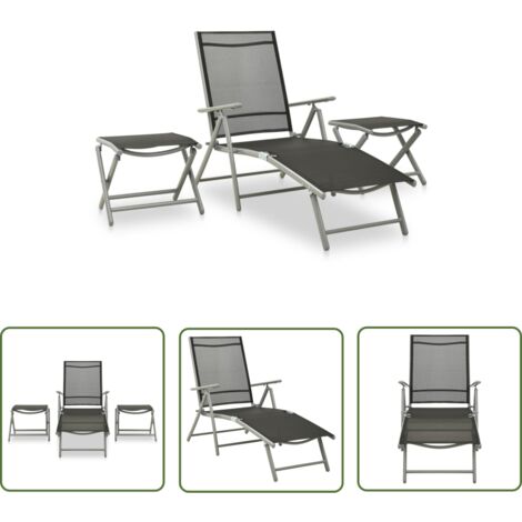 Salon de jardin 3 pcs Textilène et aluminium Argenté (1/5)
